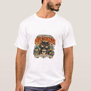 Professional Overthinker Black Cat Coffee T-Shirt