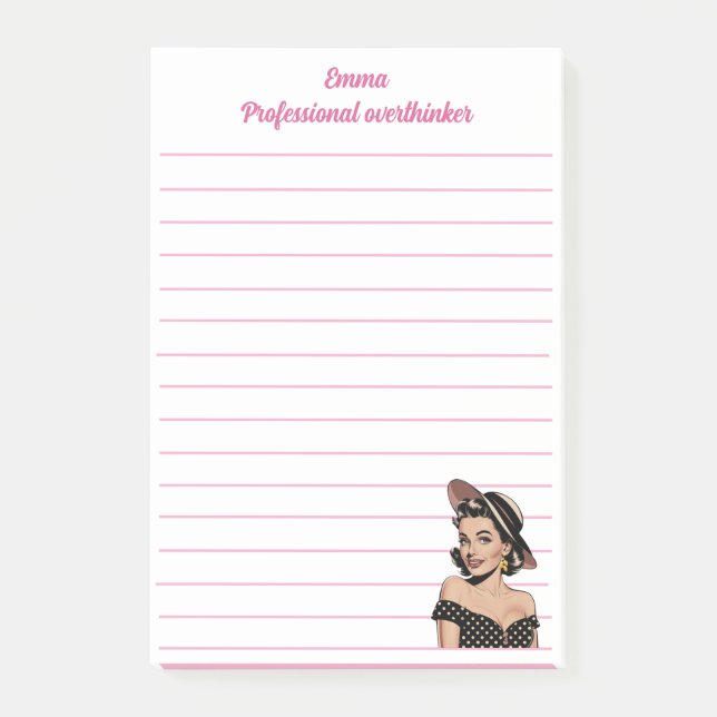Professional overthinker,elegant,Pink Personalised Post-it Notes (Front)