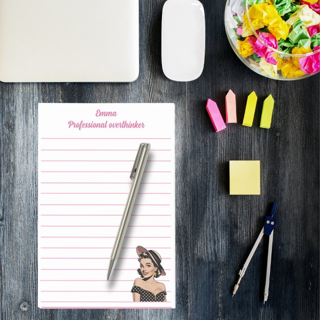 Professional overthinker,elegant,Pink Personalised Post-it Notes (Creator Uploaded)