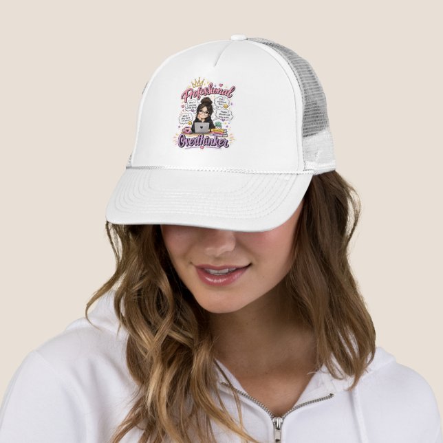 Professional overthinker funny quote black  trucker hat (In Situ)