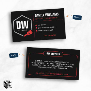Professional Painter Black Red Painting Services Business Card