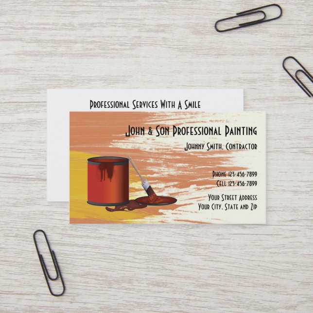 Professional Painter Contractor Business Card (Front/Back In Situ)