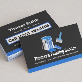 Professional Painting Service - Blue Painter Brush Business Card