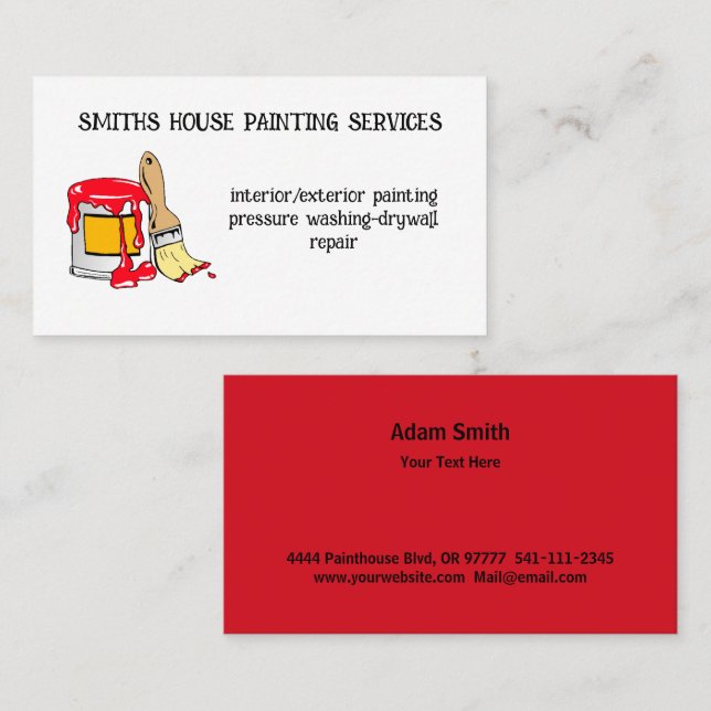 Professional Painting Service Painter Paint Brush  Business Card (Front/Back)