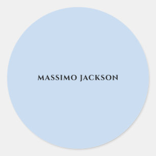 Professional pale blue modern minimalist name classic round sticker
