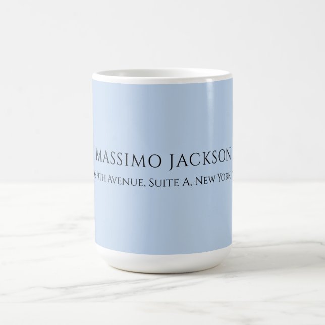 Professional pale blue modern minimalist name coffee mug (Center)