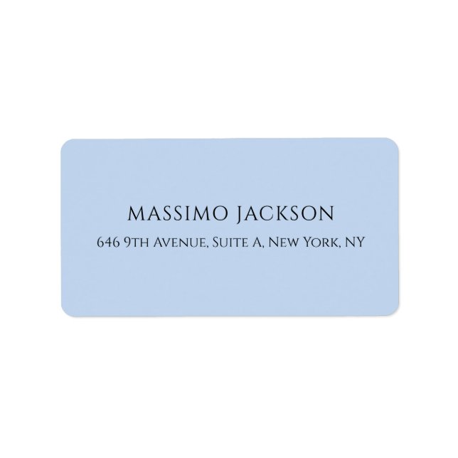 Professional pale blue modern minimalist name label (Front)
