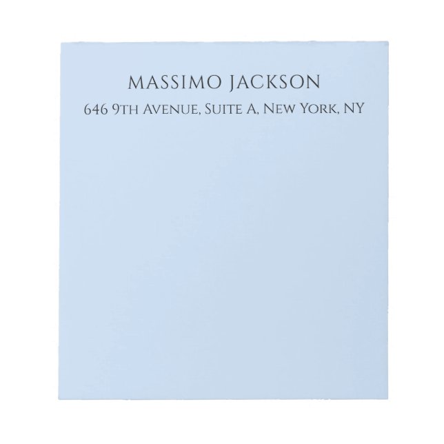 Professional pale blue modern minimalist name notepad (Front)