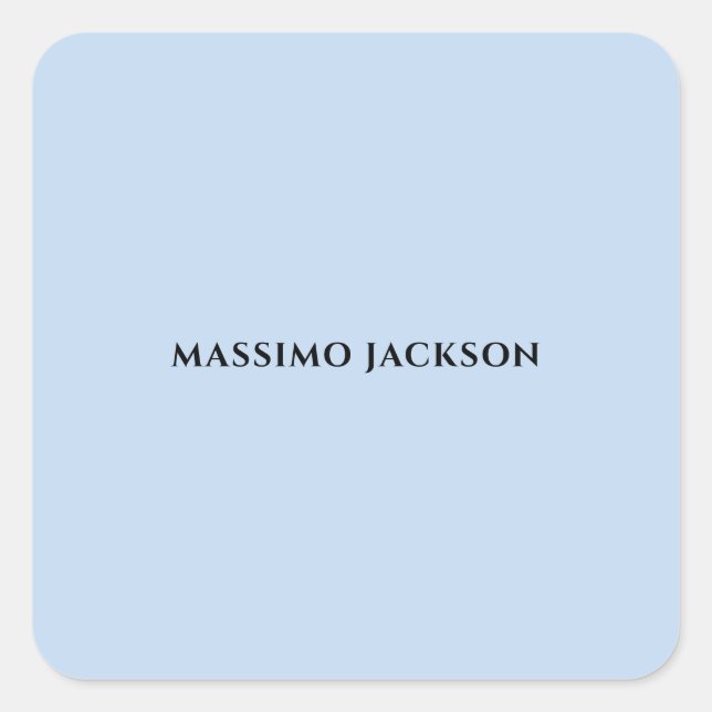 Professional pale blue modern minimalist name square sticker (Front)