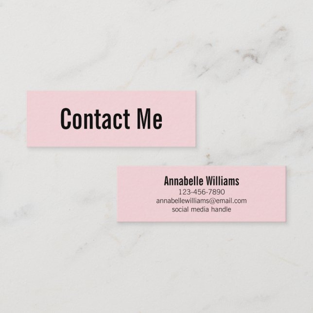 Professional Pale Pink and Black Contact Card (Front/Back)