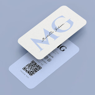 Professional Pastel Blue Initials Minimalist Business Card