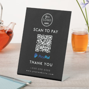 Professional Paypal QR Code Scan to Pay Logo Black Pedestal Sign