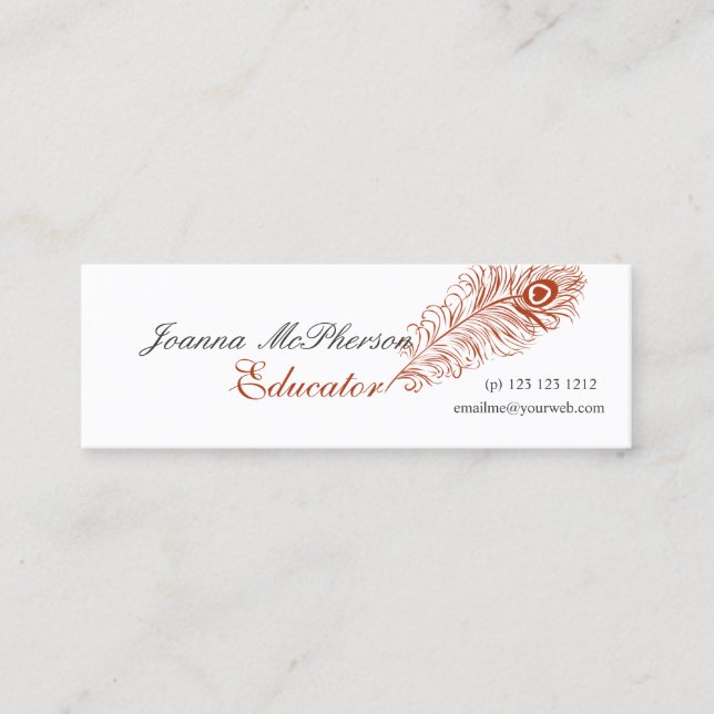 Professional Peacock Plumes Feather  Educator Mini Business Card