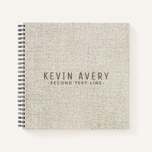 Professional Personalised Beige Linen Texture Notebook
