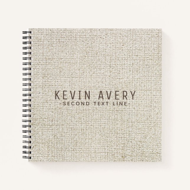 Professional Personalised Beige Linen Texture Notebook (Front)