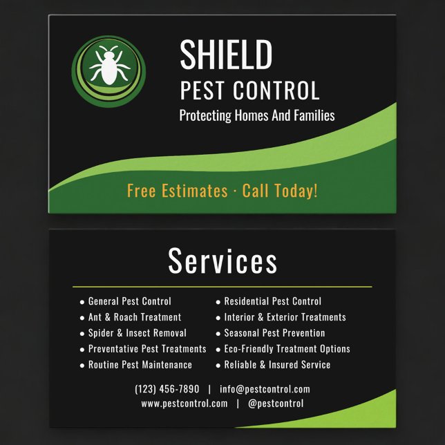 Professional Pest Control Service Company Business Card (Creator Uploaded)