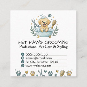 Professional Pet Groomer Square Business Card 