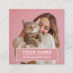 Professional Pet Sitter Custom Photo  Square Business Card
