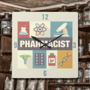 Professional Pharmacist Iconic Designed Square Wall Clock