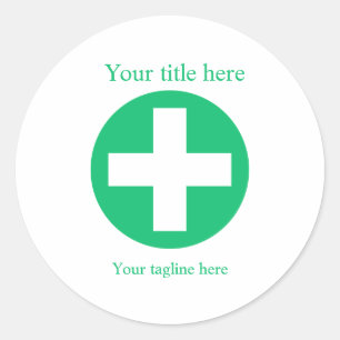 Professional Pharmacy & Drugstore Medical Cross Classic Round Sticker