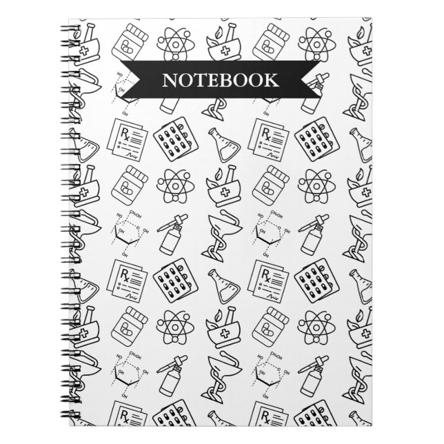 Professional Pharmacy Icon Pattern Notebook (Front)