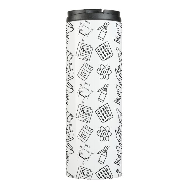 Professional Pharmacy Icon Pattern Travel Tumbler (Back)