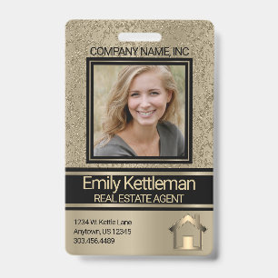 Professional Photo Badge - Gold ID Badge