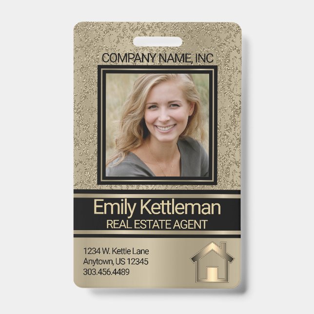 Professional Photo Badge - Gold ID Badge (Front)