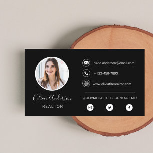 Professional Photo Black White Business Card