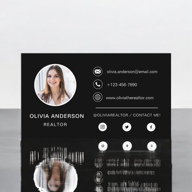 Professional Photo Black White Business Card (Creator Uploaded)