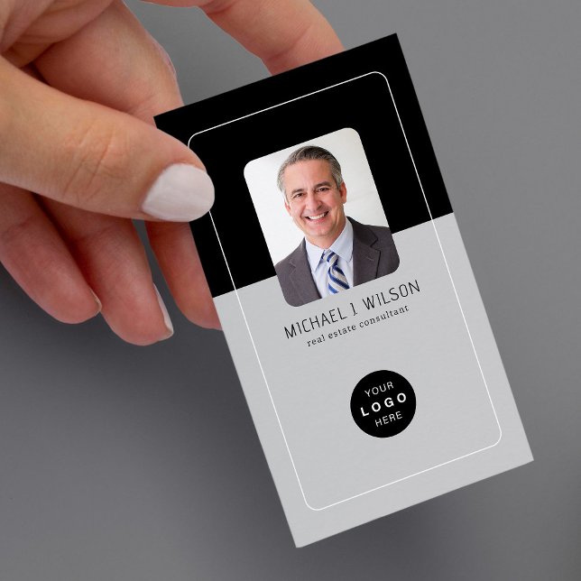 Professional photo logo portrait vertical business card (Creator Uploaded)