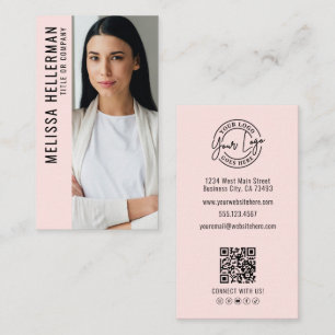Professional Photo Logo Vertical Pink  Business Card