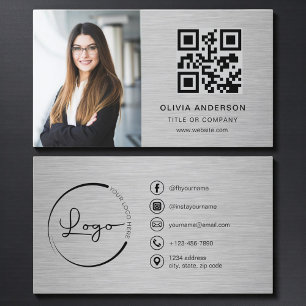 Professional Photo Metallic QR Code Social Media Business Card