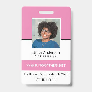 Professional Photo Pink Employee ID Badge
