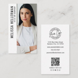 Professional Photo QR Code Company Logo Vertical Business Card