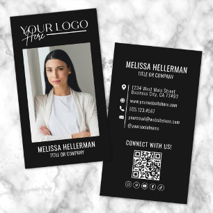 Professional Photo QR Code Company Logo Vertical Business Card