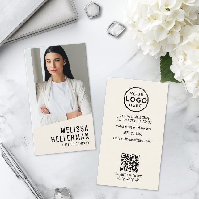 Professional Photo QR Code Logo Vertical Business Card (Professional Photo QR Code Logo Vertical Business Card )
