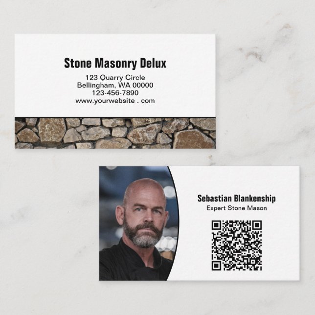 Professional Photo QR Code Stone Wall Business Card (Front/Back)