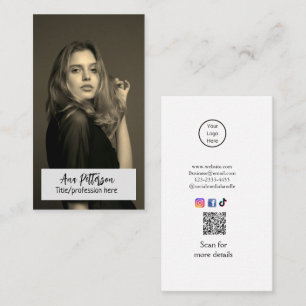 professional photo QR website email social modern Business Card