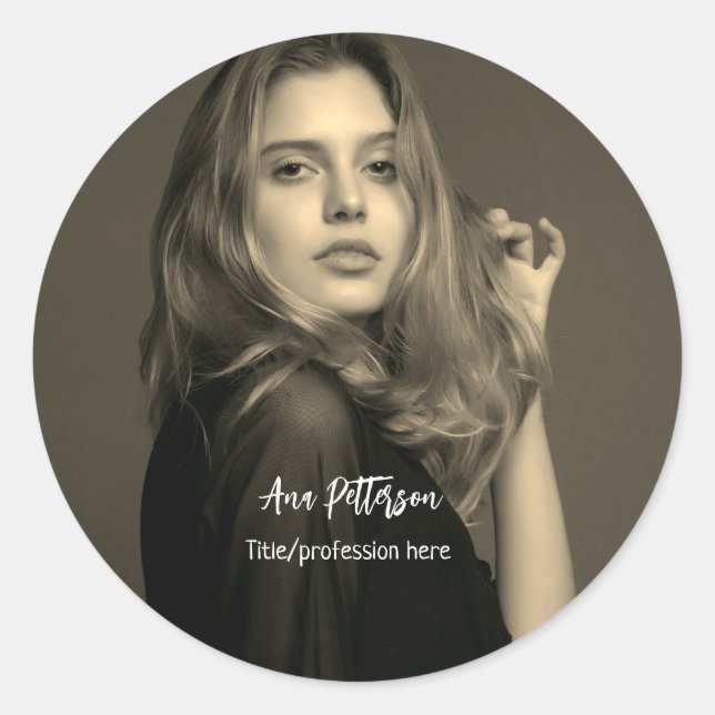 professional photo QR website email social modern Classic Round Sticker (Front)