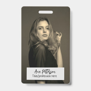 professional photo QR website email social modern ID Badge