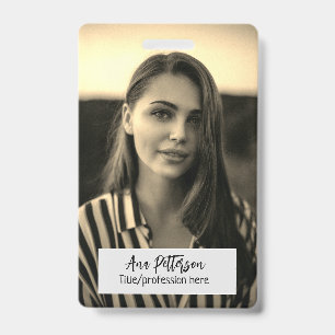 professional photo QR website email social modern ID Badge