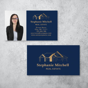 Professional Photo Real Estate Realtor House Gold  Business Card