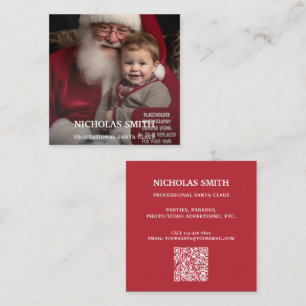 Professional Photo Santa Claus QR code Square Business Card