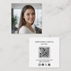 Professional Photo Social Media Logo QR Code Square Business Card
