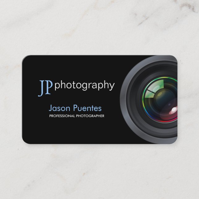 Professional Photographer Camera Lens Business Card (Front)