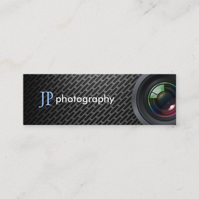 Professional Photographer Camera Lens Mini Business Card (Front)