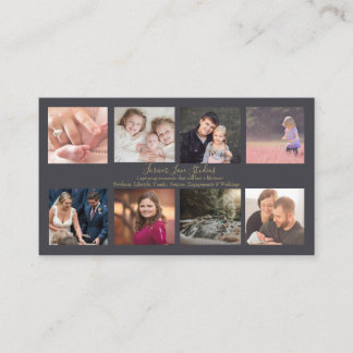 Professional Photographer dark - 8 photo design Business Card