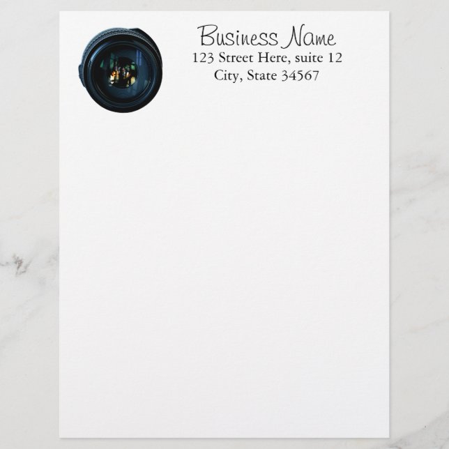 Professional Photographer Lens Letterhead Design (Front)