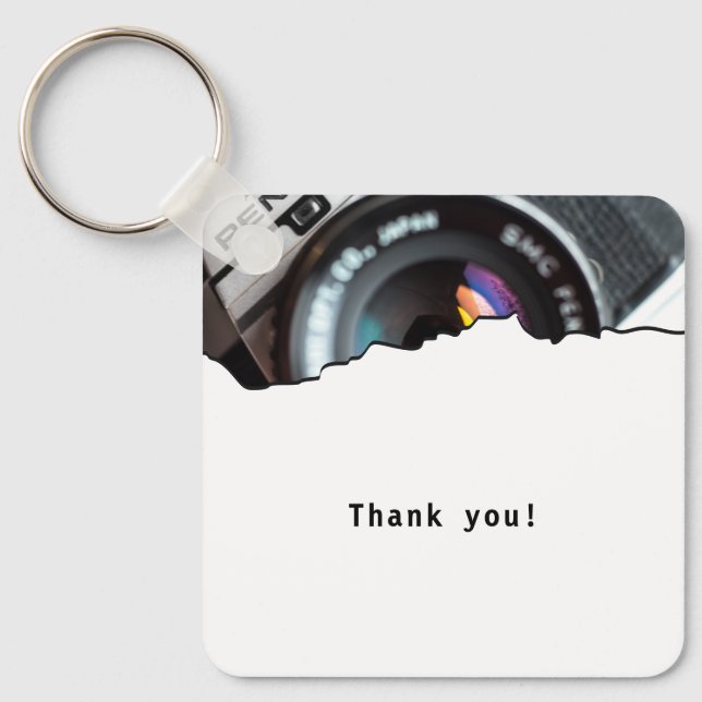 Professional Photographer Thank you! Black & White Key Ring (Front)